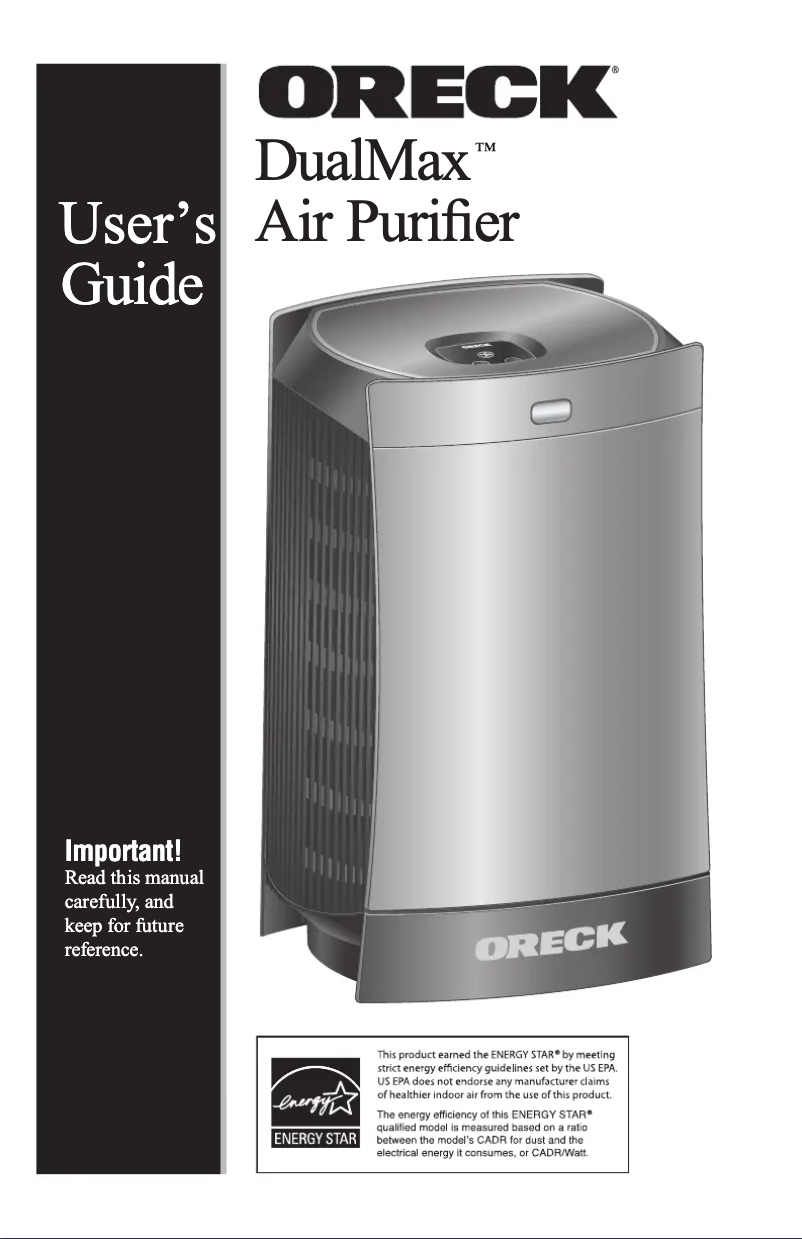 Page 1 de la notice Manuel utilisateur Oreck DualMax WK13016CA