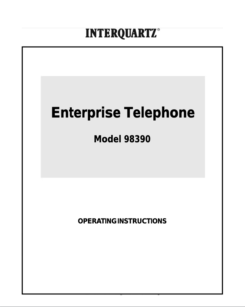 Page n°1 - Manuel utilisateur Interquartz 98390K