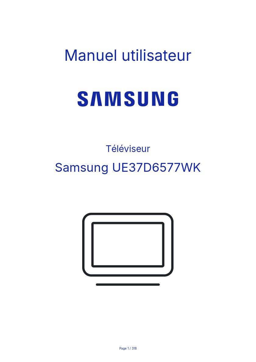 Page n°1 - Manuel utilisateur Samsung UE37D6577WK
