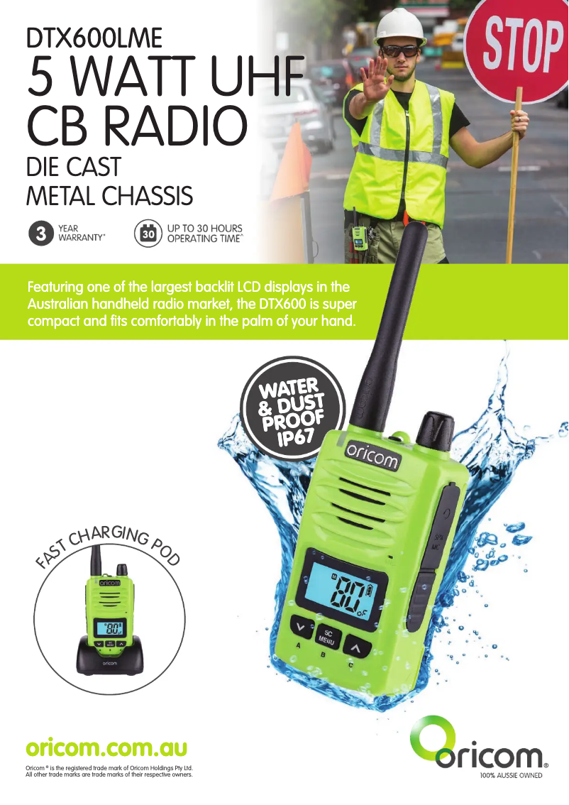 Page 1 de la notice Fiche technique Oricom DTX600