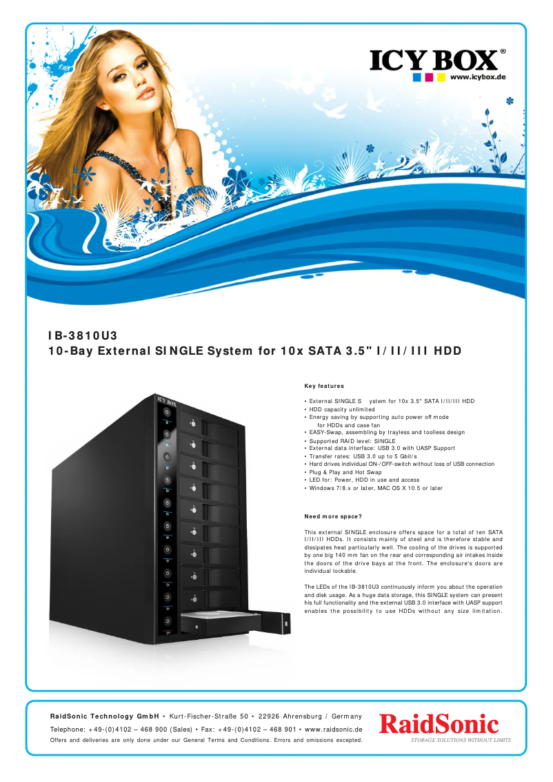 Page n°1 - Fiche technique Icy Box IB-3810U3