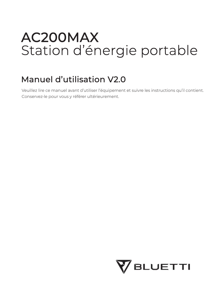 Page n°1 - Manuel utilisateur Bluetti AC200MAX