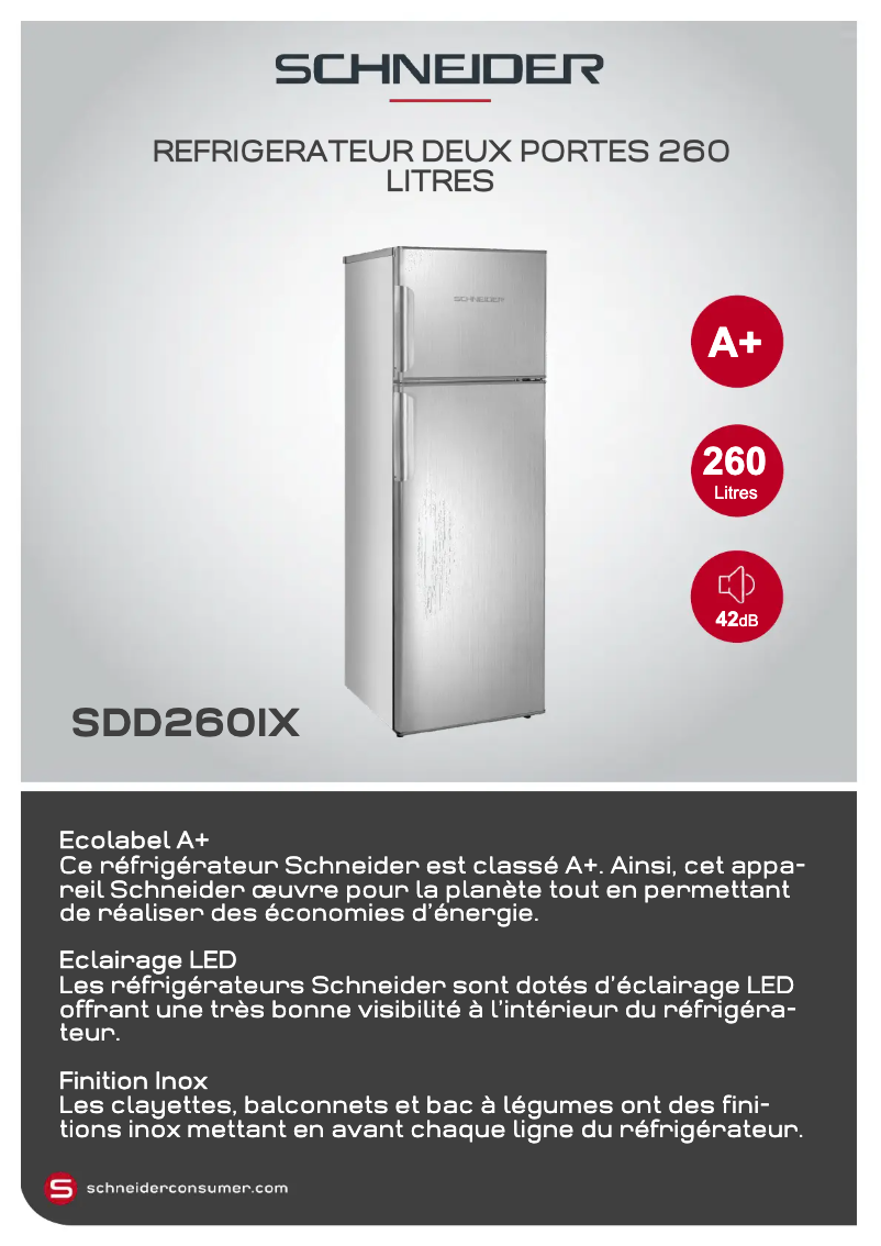 Page 1 de la notice Fiche technique Schneider SDD260IX