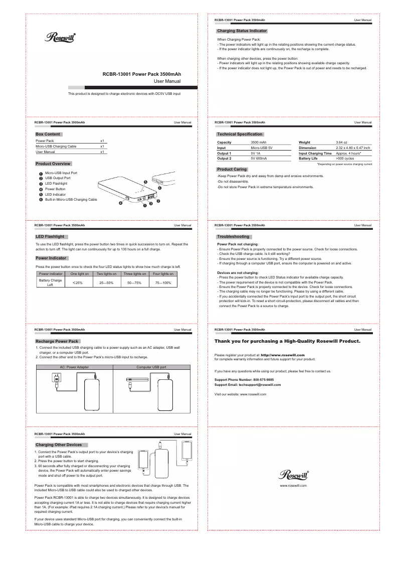 Image de la première page du manuel de l'appareil RCBR-13001
