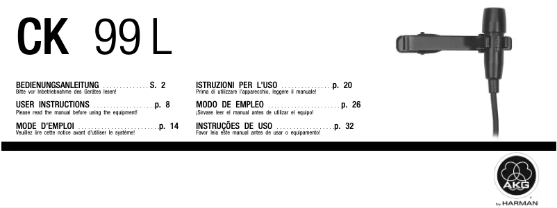 Page n°1 - Manuel utilisateur AKG CK99L