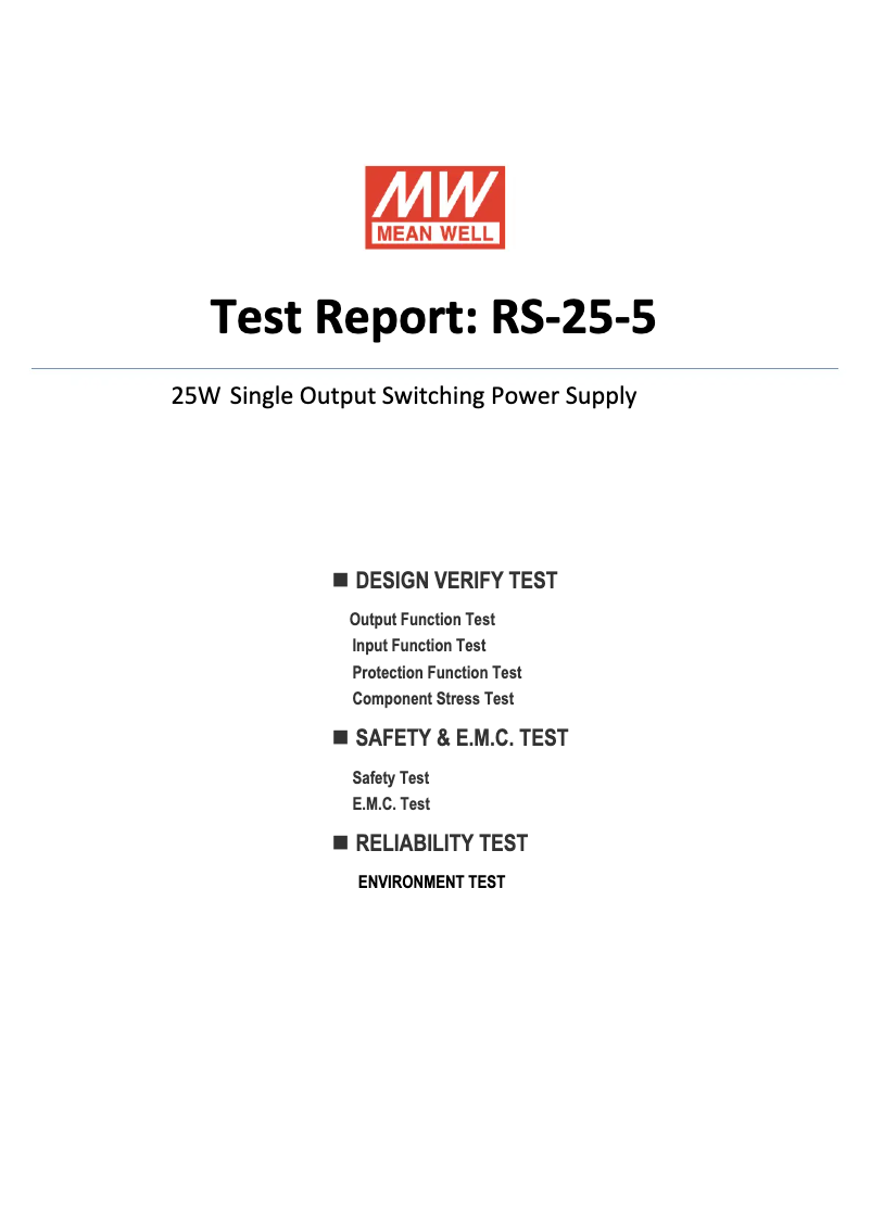 Page n°1 - Fiche technique Mean Well RS-25-5