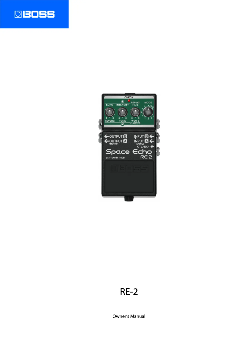 Image de la première page du manuel de l'appareil Space Echo RE-2