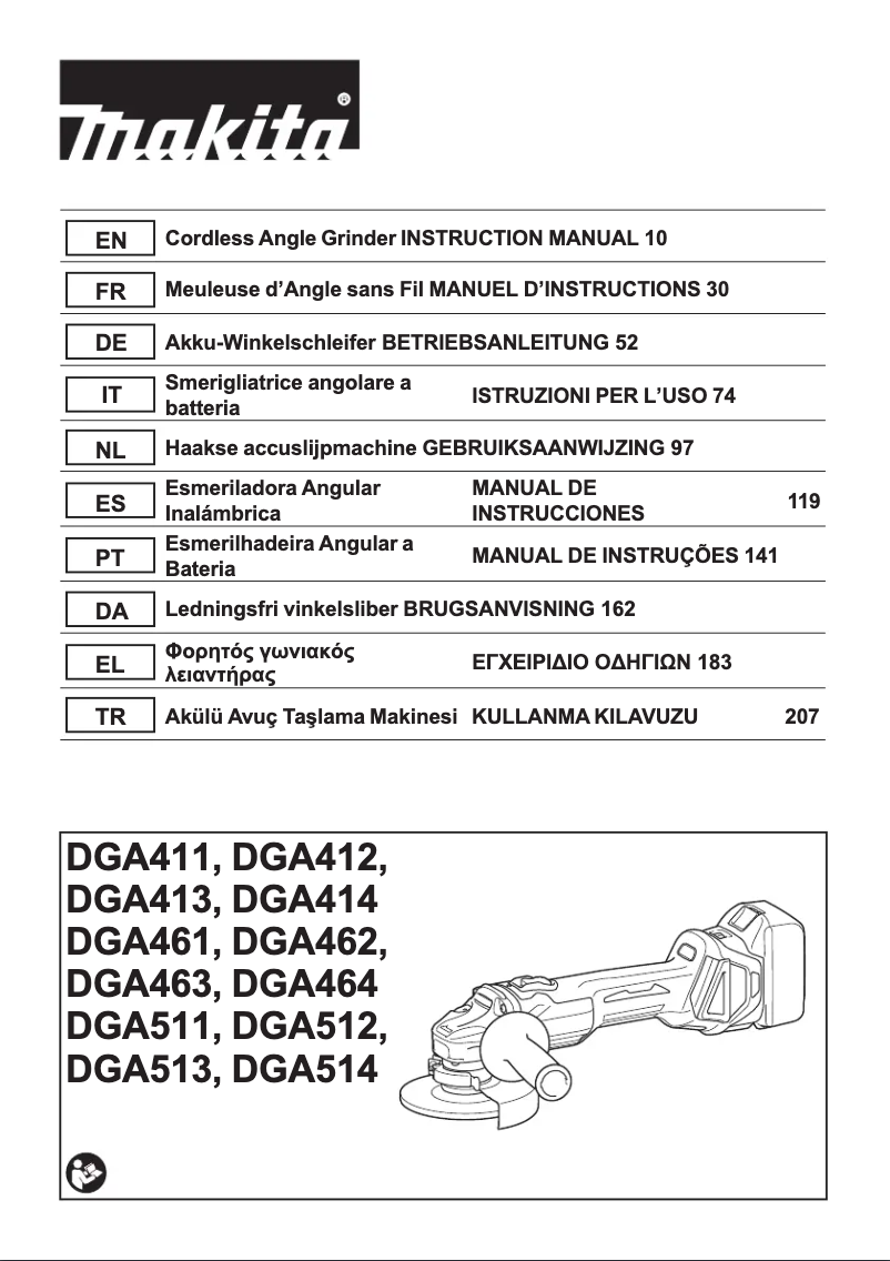 Page 1 de la notice Manuel utilisateur Makita DGA511