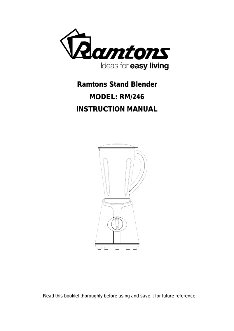 Page 1 de la notice Manuel utilisateur Ramtons RM/246