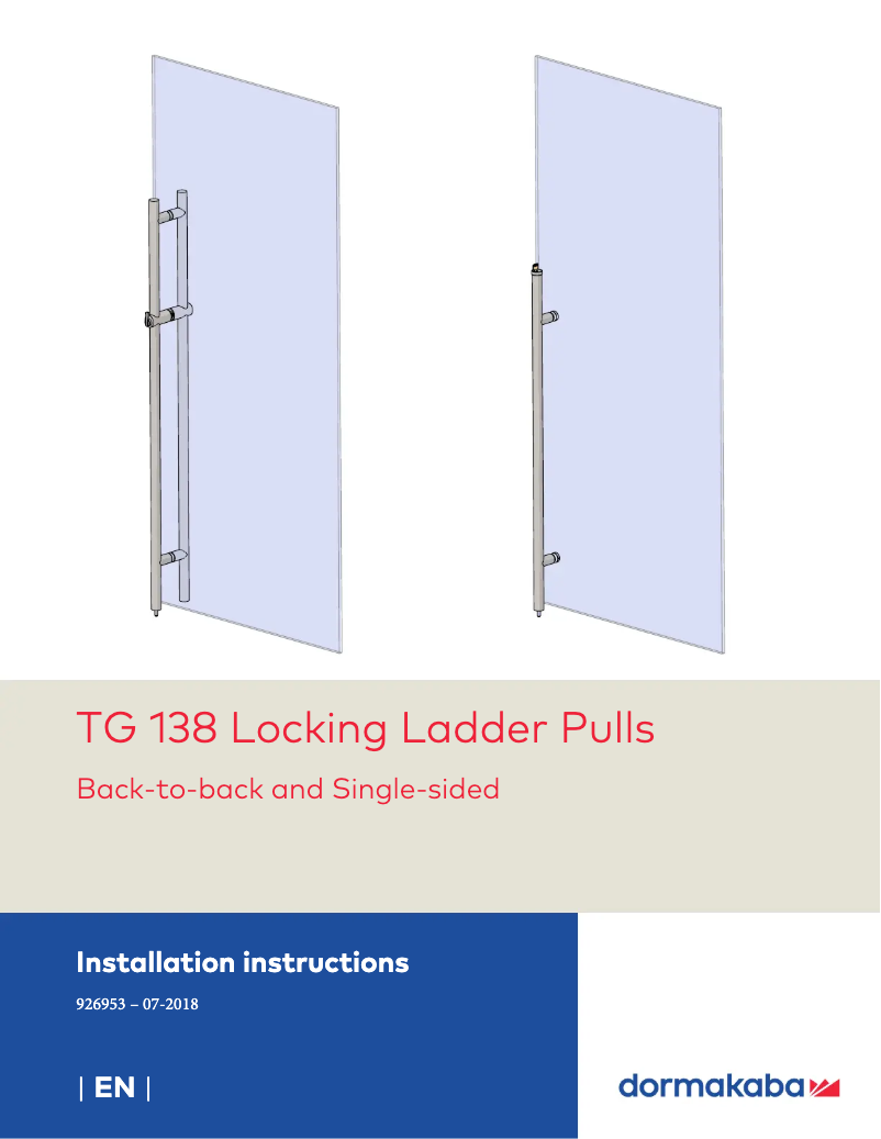 Page 1 de la notice Manuel utilisateur Dormakaba TG138