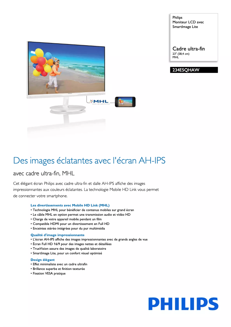 First page image of the manual for 234E5QHAW