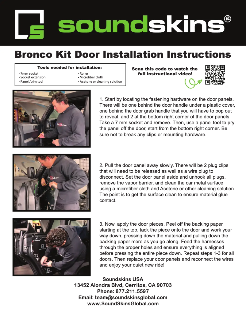 Page 1 de la notice Manuel utilisateur Soundskins SSK-BRONCO4DR