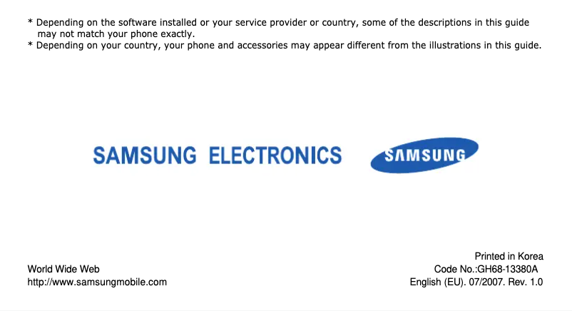 Page n°1 - Manuel utilisateur Samsung SGH-F200