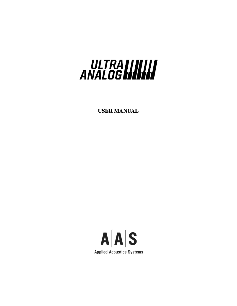 Page n°1 - Manuel utilisateur AAS Ultra Analog VA-2