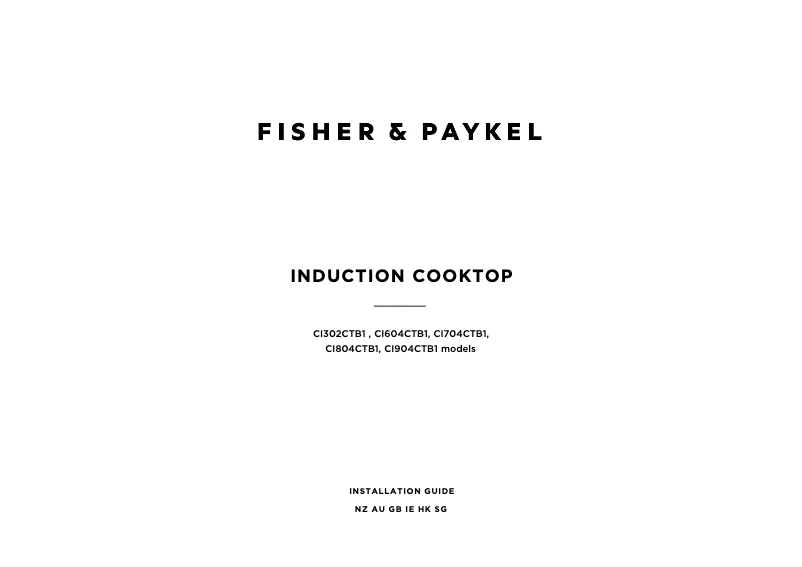 Page n°1 - Guide d'installation Fisher & Paykel CI302CTB1