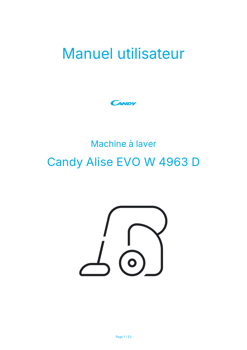 Page n°1 - Manuel utilisateur Candy Alise EVO W 4963 D