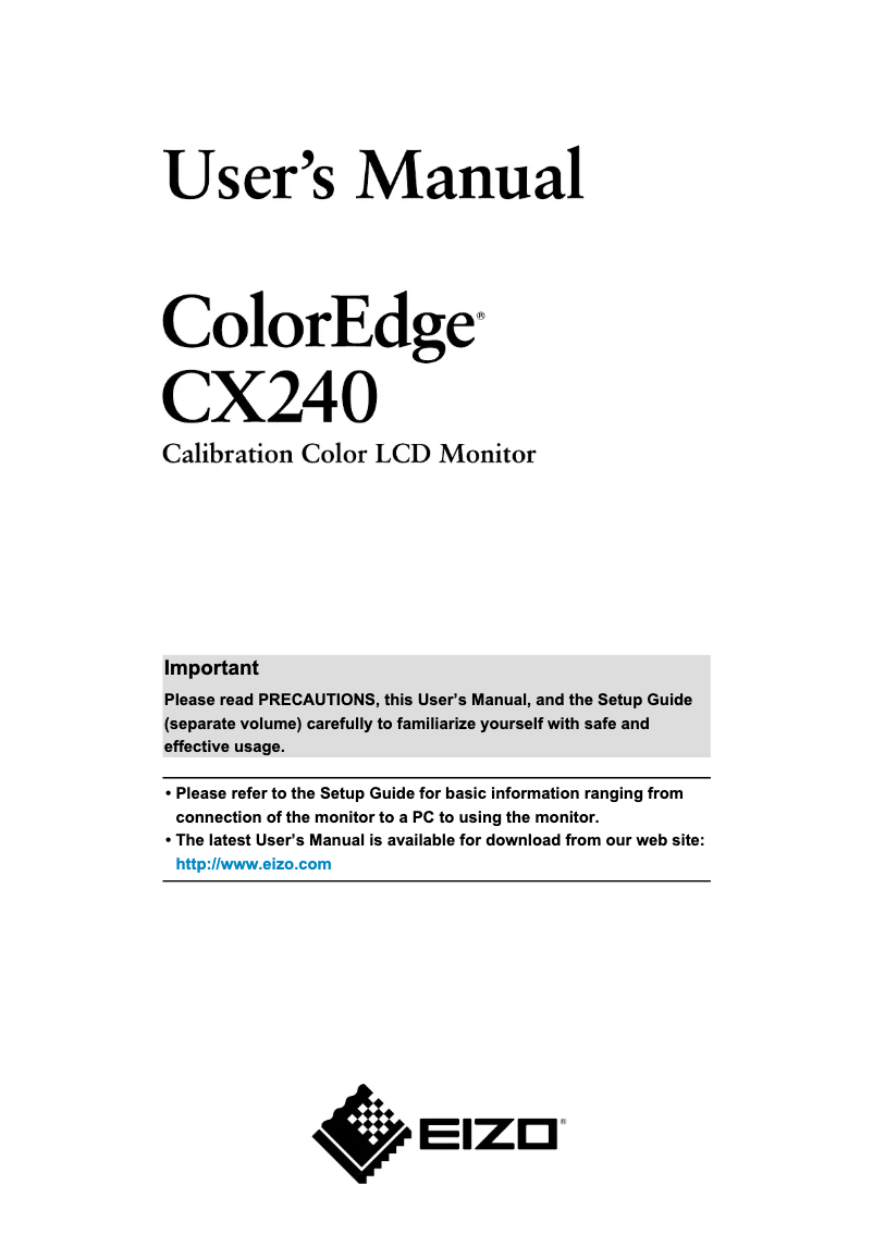 Page 1 de la notice Manuel utilisateur Eizo ColorEdge CX240