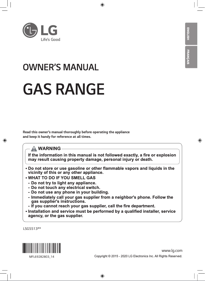 Page 1 de la notice Manuel utilisateur LG LSG5513ST