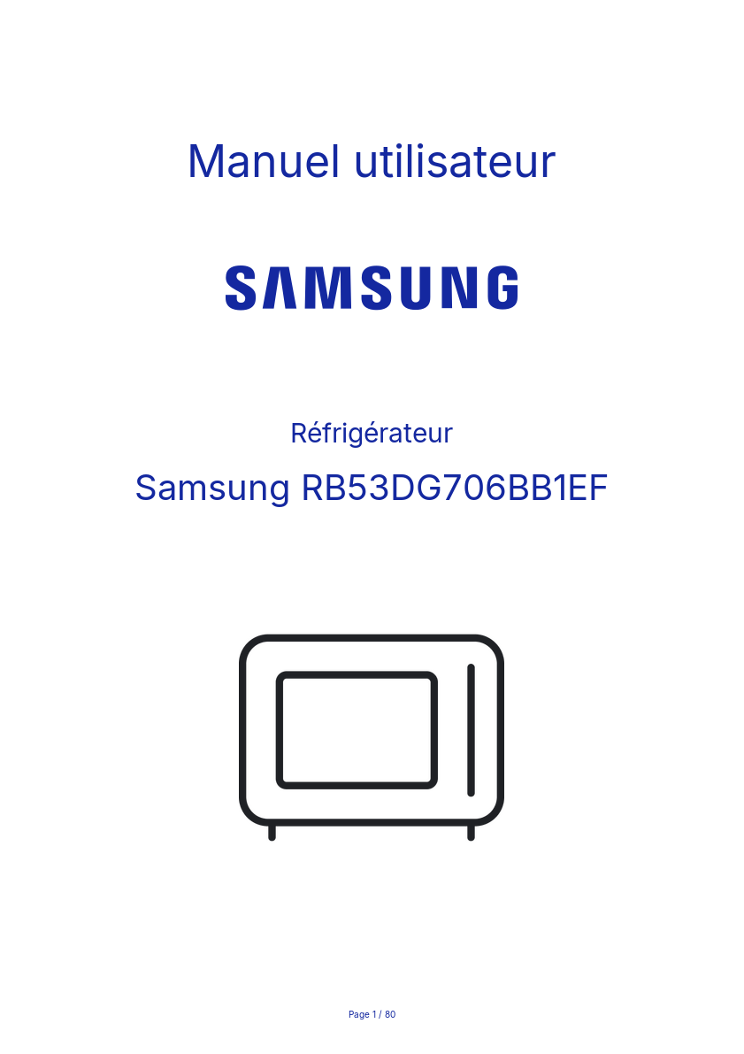 Page n°1 - Manuel utilisateur Samsung RB53DG706BB1EF