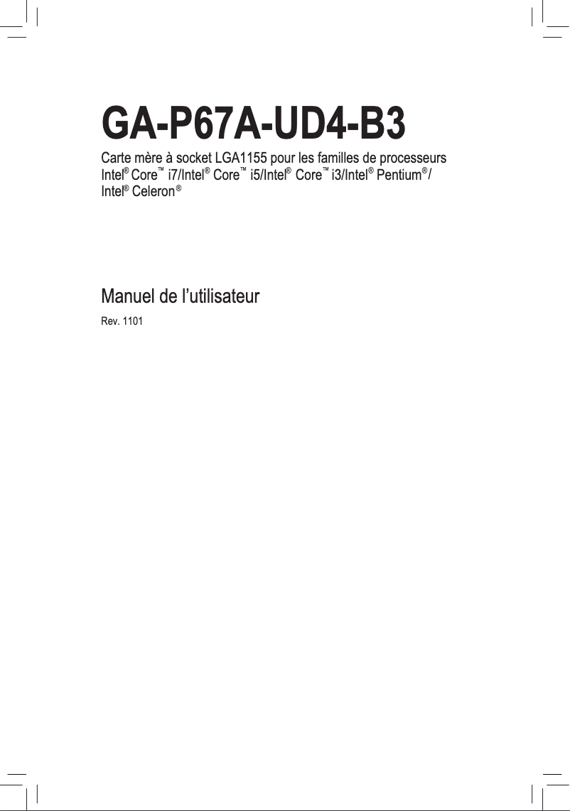 Page n°1 - Manuel utilisateur Gigabyte GA-P67A-UD4-B3