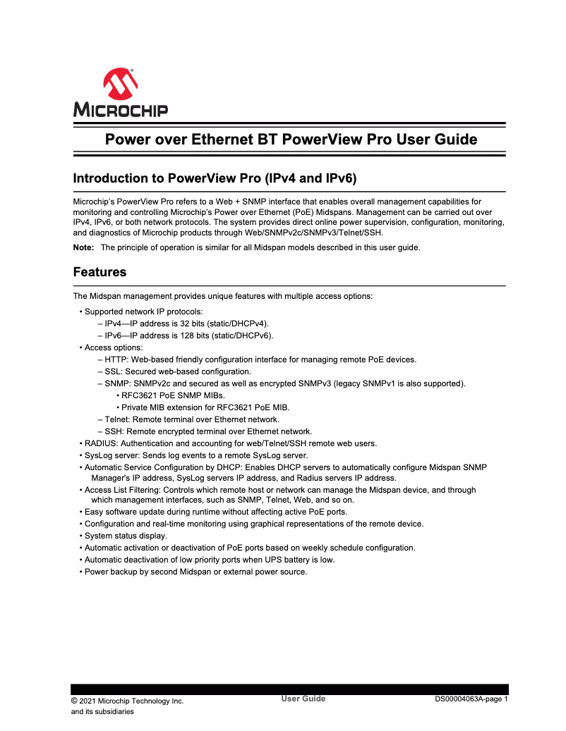 Página 1 del manual Manual de usuario Microchip PD-9512GC