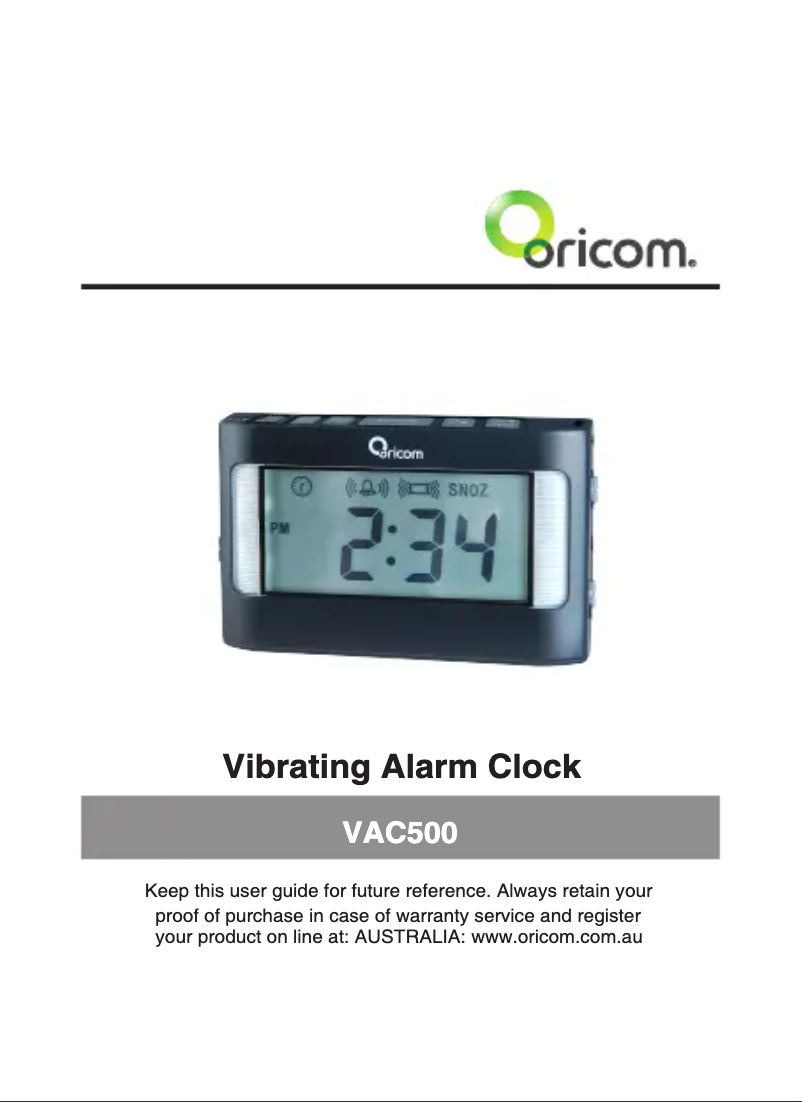 Page 1 de la notice Manuel utilisateur Oricom VAC500