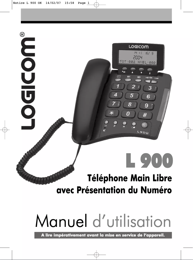 Page 1 of the manual User Manual Logicom L 900