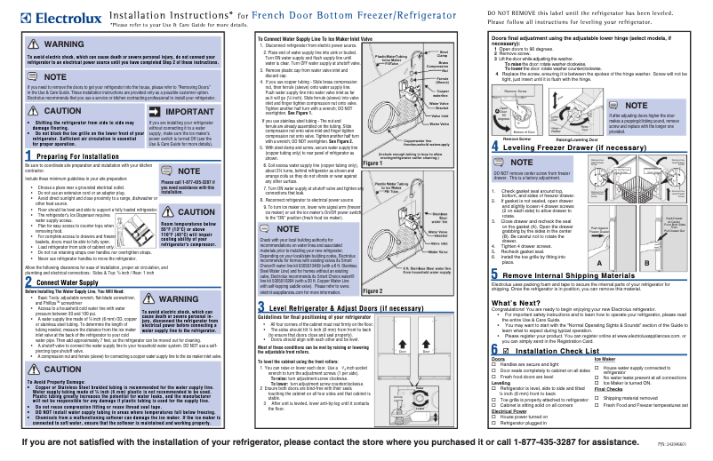 Page n°1 - Guide d'installation Electrolux EI23BC36IS
