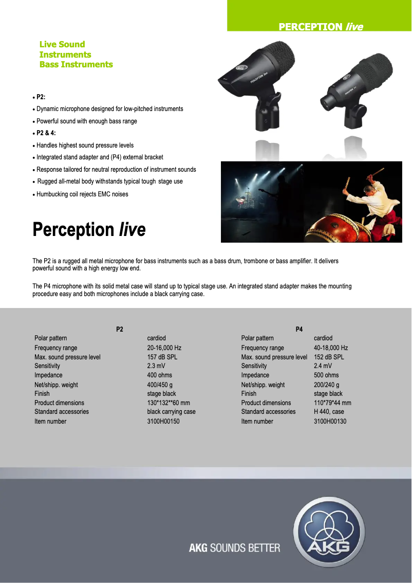 Image de la première page du manuel de l'appareil Perception Live P4