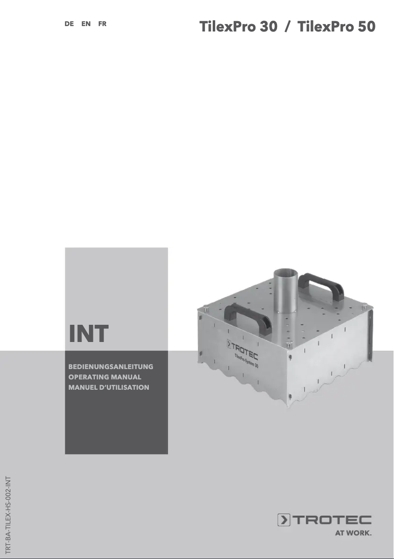 Página 1 del manual Manual de usuario Trotec TilexPro 50