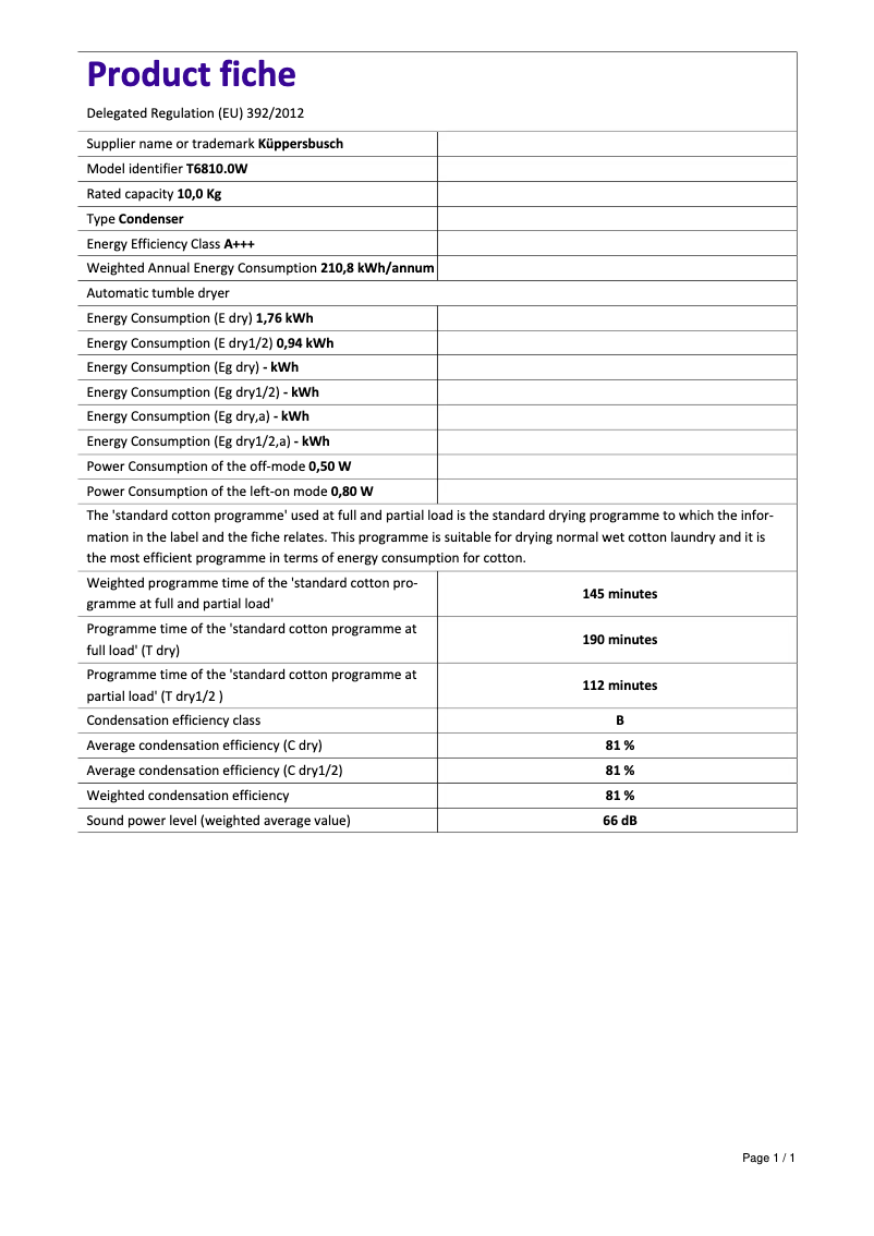 Image de la première page du manuel de l'appareil T6810.0W