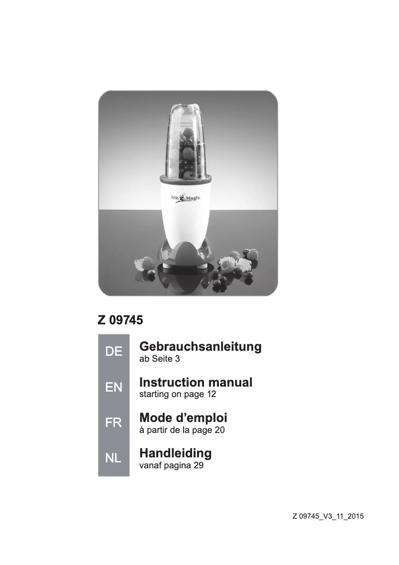 Page 1 de la notice Manuel utilisateur Gourmetmaxx 09745
