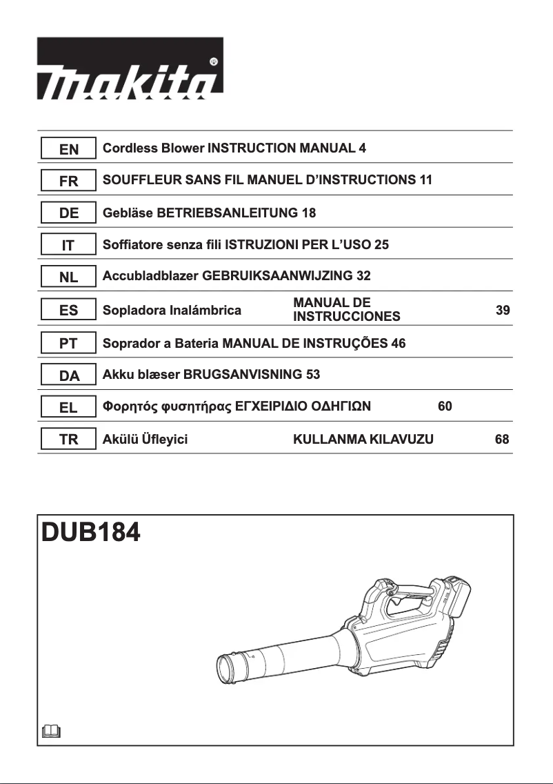 Page n°1 - Manuel utilisateur Makita DUB184RF