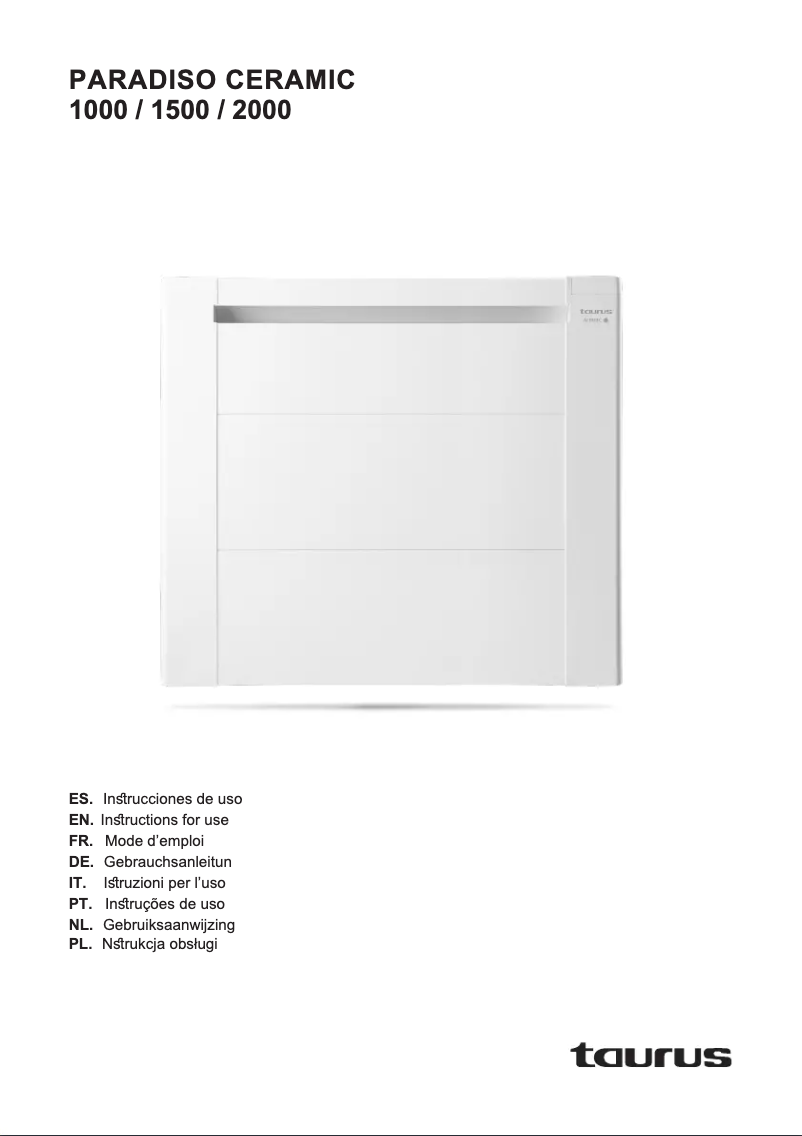 Page 1 de la notice Manuel utilisateur Taurus Alpatec Paradiso Ceramic 1500W