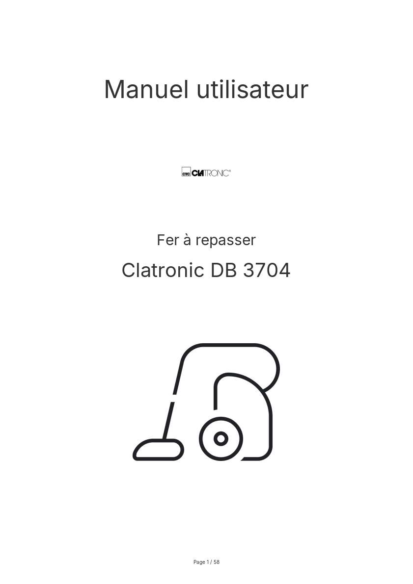 Page n°1 - Manuel utilisateur Clatronic DB 3704