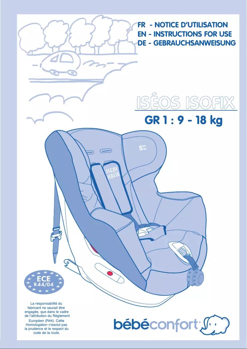 Image de la première page du manuel de l'appareil Iséos Isofix