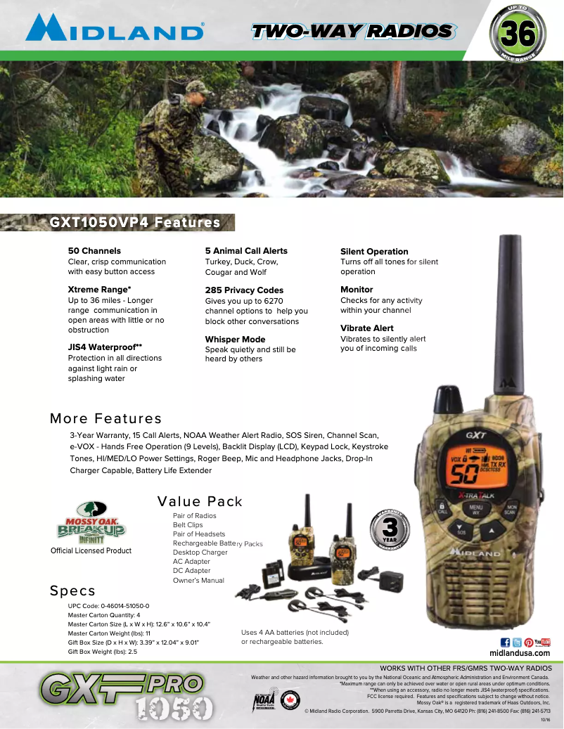 Page n°1 - Fiche technique Midland GXT1050VP4
