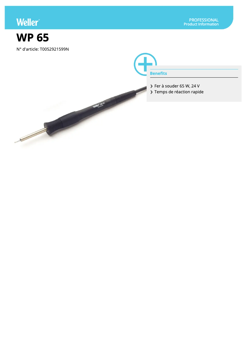 Page 1 de la notice Fiche technique Weller WP 65