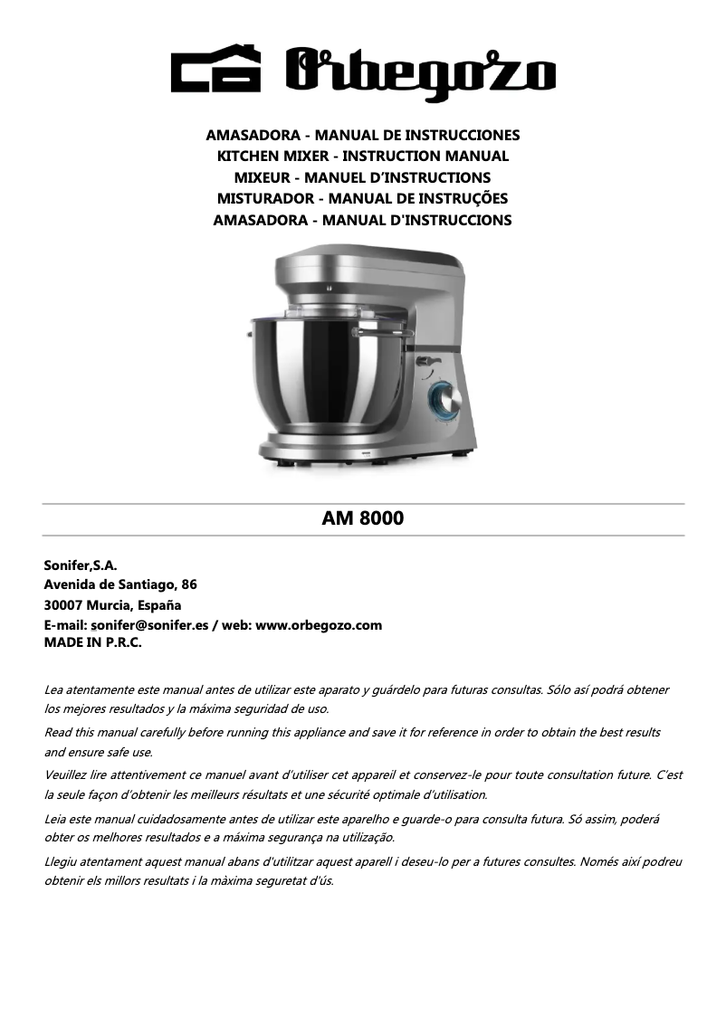 Image de la première page du manuel de l'appareil AM 8000