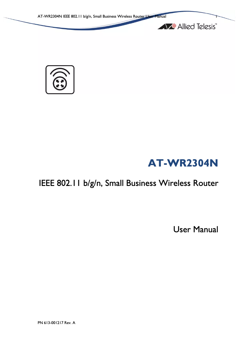 Page n°1 - Manuel utilisateur Allied Telesis AT-WR2304N