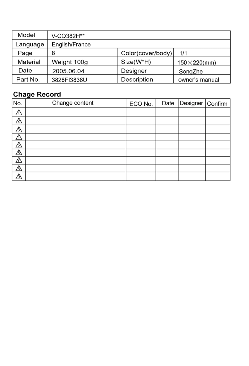 Page n°1 - Manuel utilisateur LG VTCQ382HT