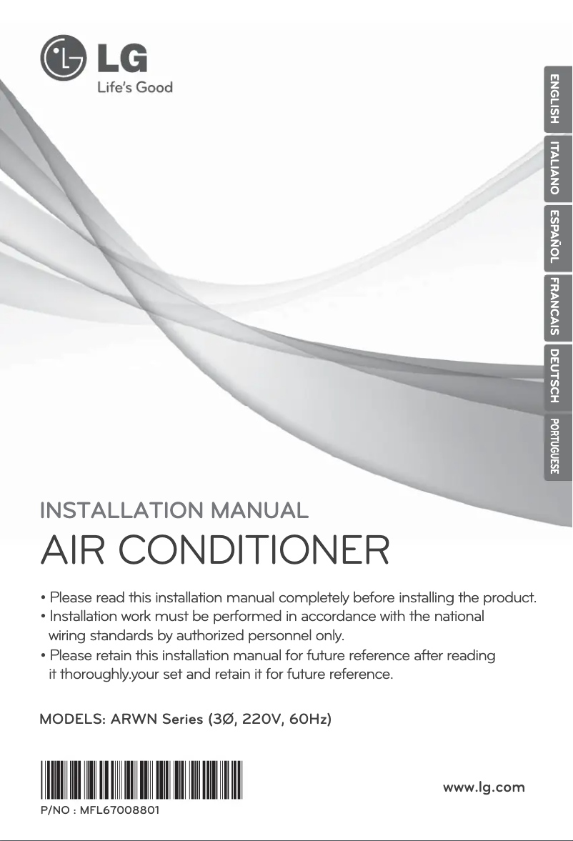 Page n°1 - Manuel utilisateur LG ARWN160BA2