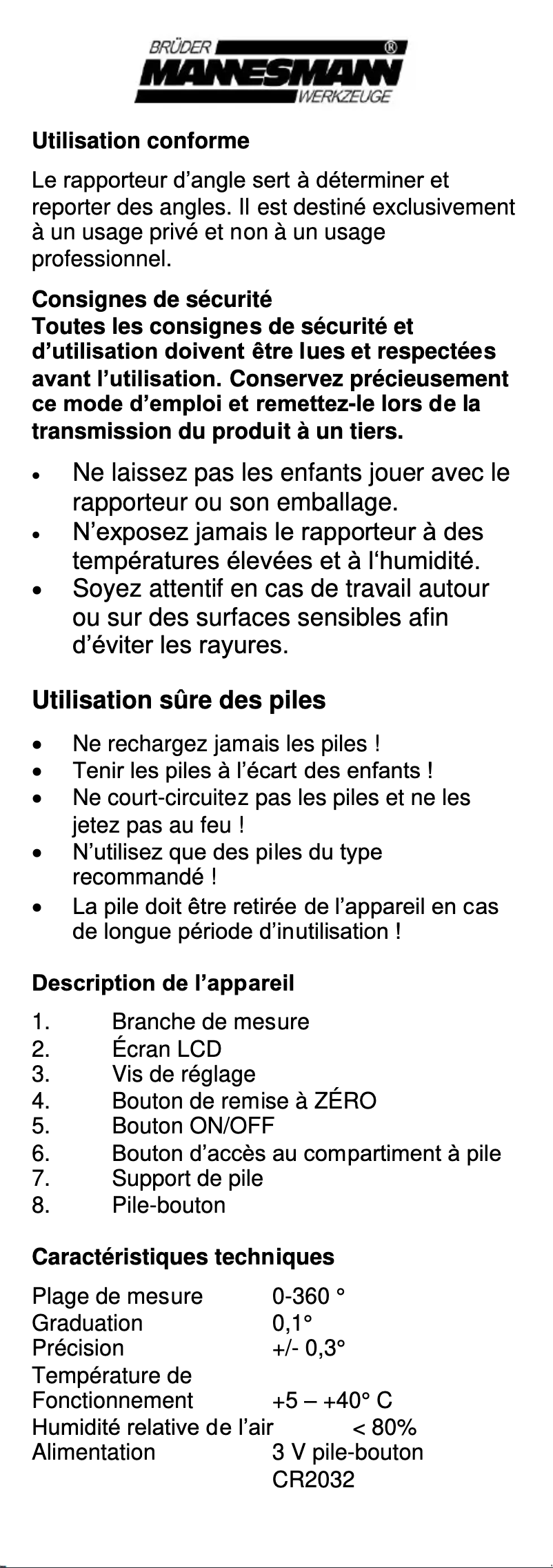 Page 1 of the manual User Manual Brüder Mannesmann M81220