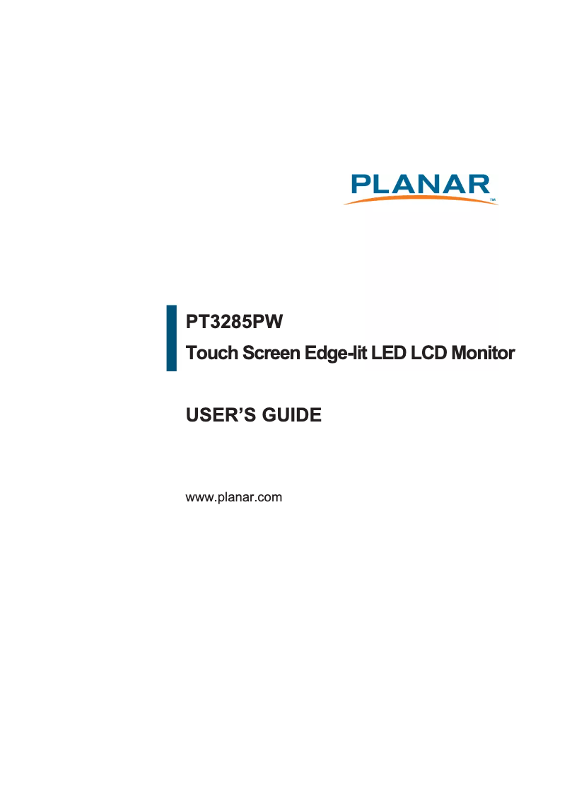 Page n°1 - Manuel utilisateur Planar PT3285PW