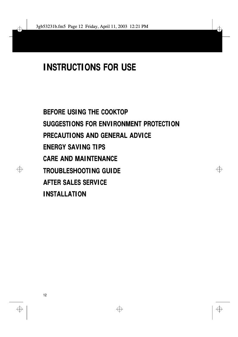 Page n°1 - Manuel utilisateur Whirlpool AKM 200/TF