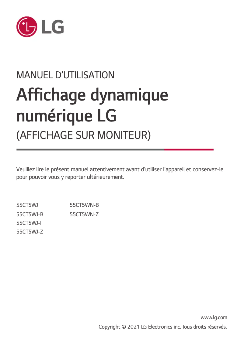 Page n°1 - Manuel utilisateur LG 55CT5WJ