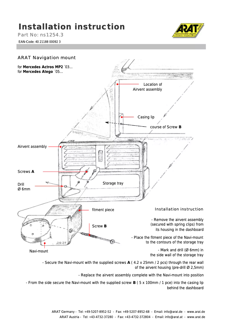 Page n°1 - Manuel utilisateur Arat NS1254.3