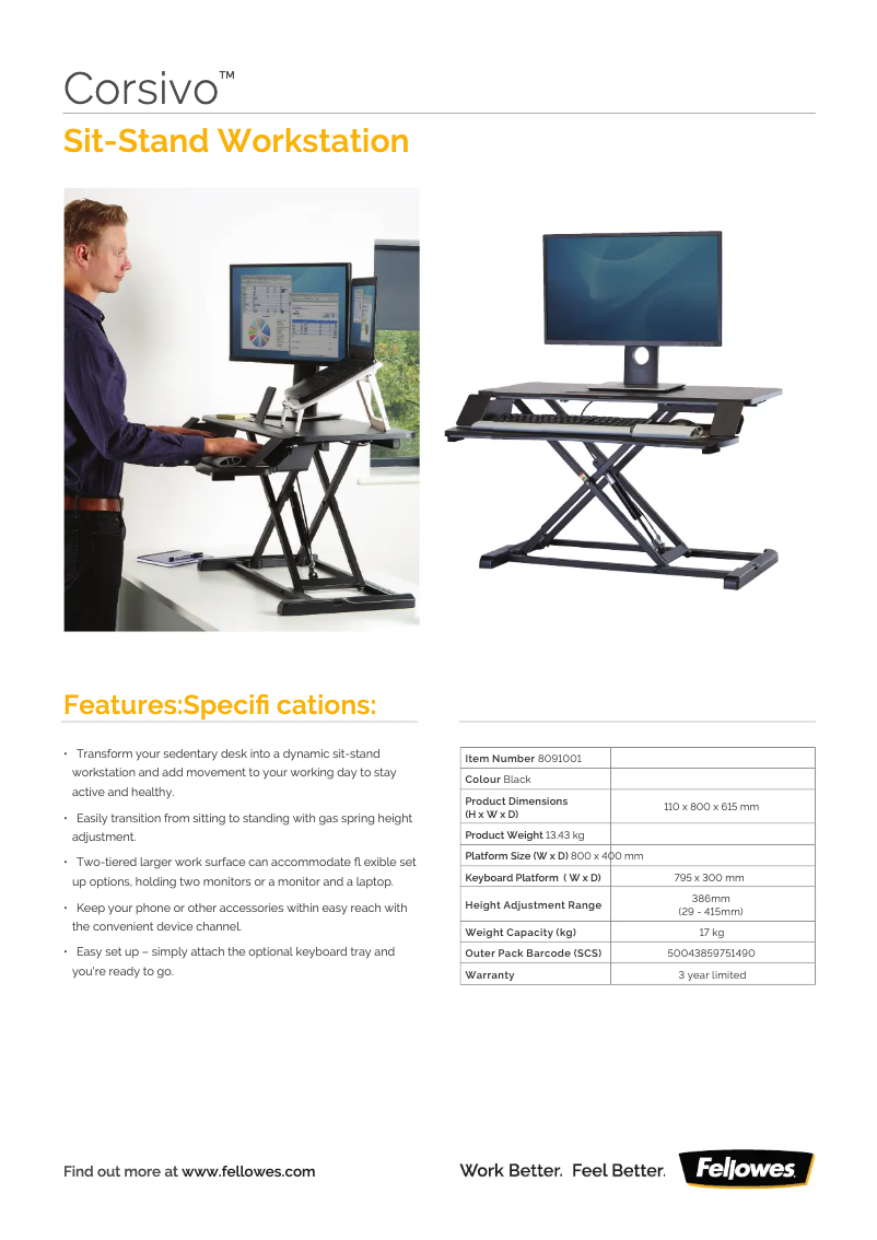 Page n°1 - Fiche technique Fellowes Corsivo