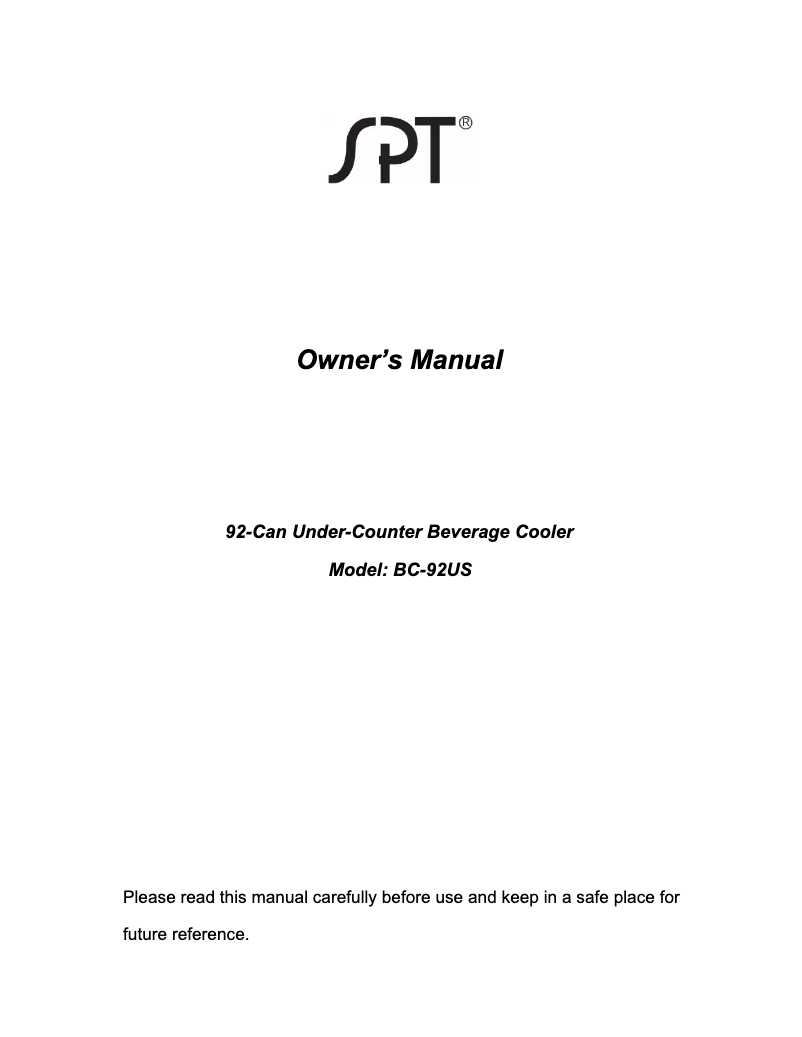 Page 1 de la notice Manuel utilisateur SPT BC-92US