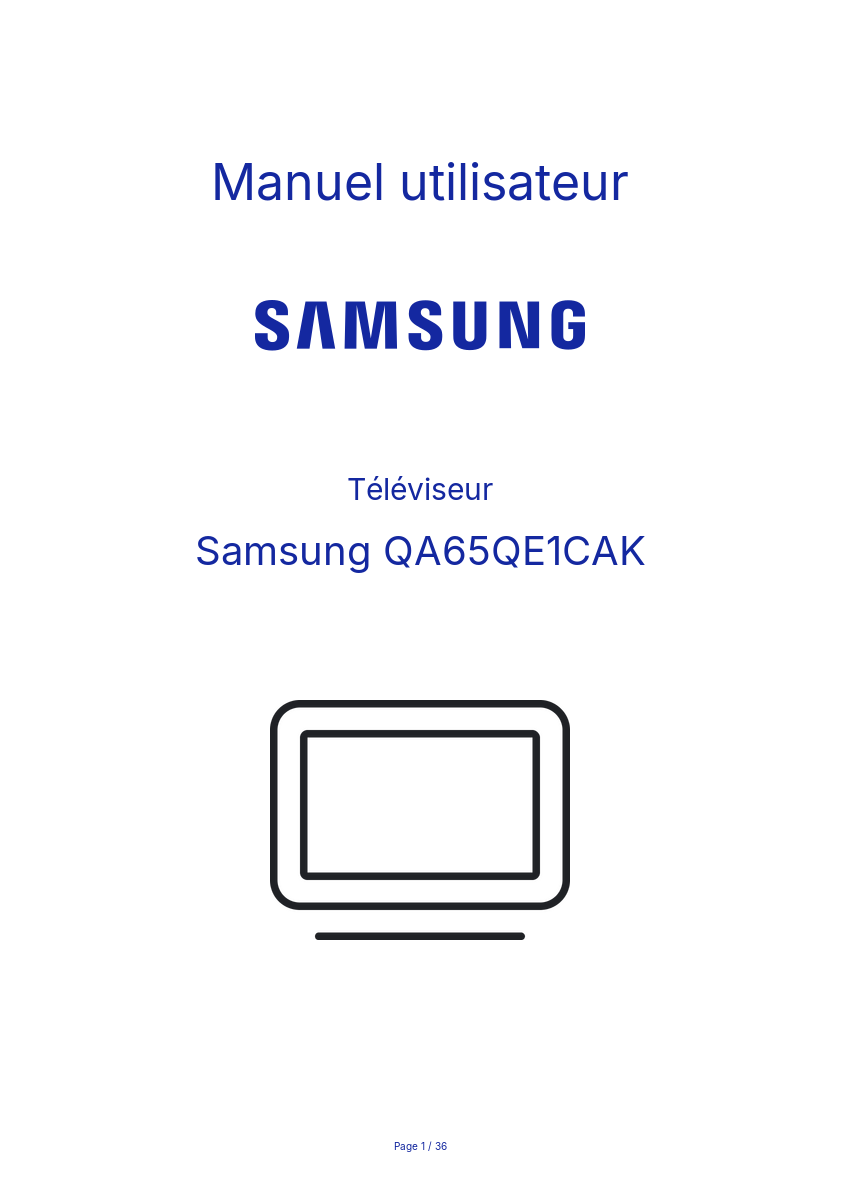 Image de la première page du manuel de l'appareil QA65QE1CAK